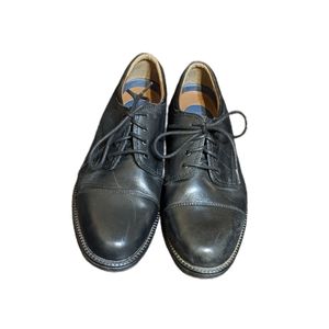 Mens Docker Black Leather Sz 10W Dress Cap Toe Shoes Gordon Oxford